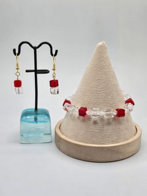 Ruby Ice Sparkle Set — Earrings &amp; Bracelet Duo