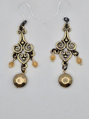 Claire’s Collection: Golden Scroll &amp; Amber Drop Earrings