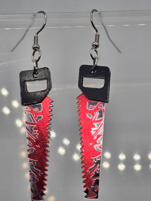Silver Sawblade Screams Dangles