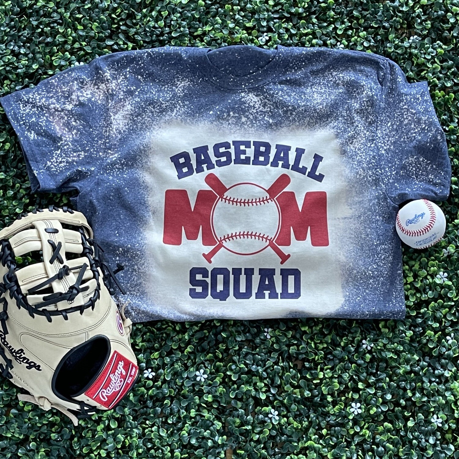 Baseball Mom Squad Bleach-Out Shirt