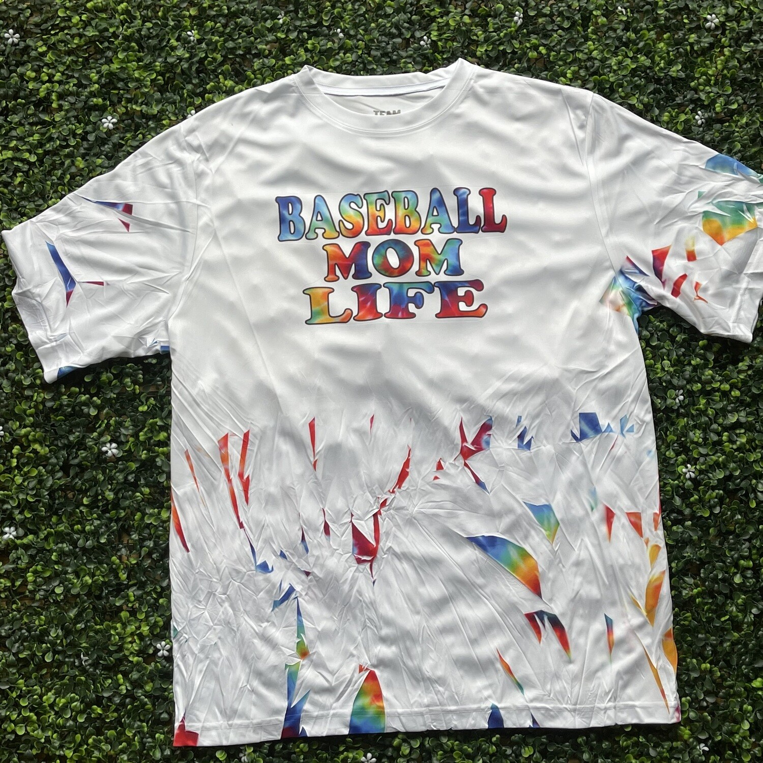 Baseball Mom Life Scrunch Tie-Dye T-Shirt