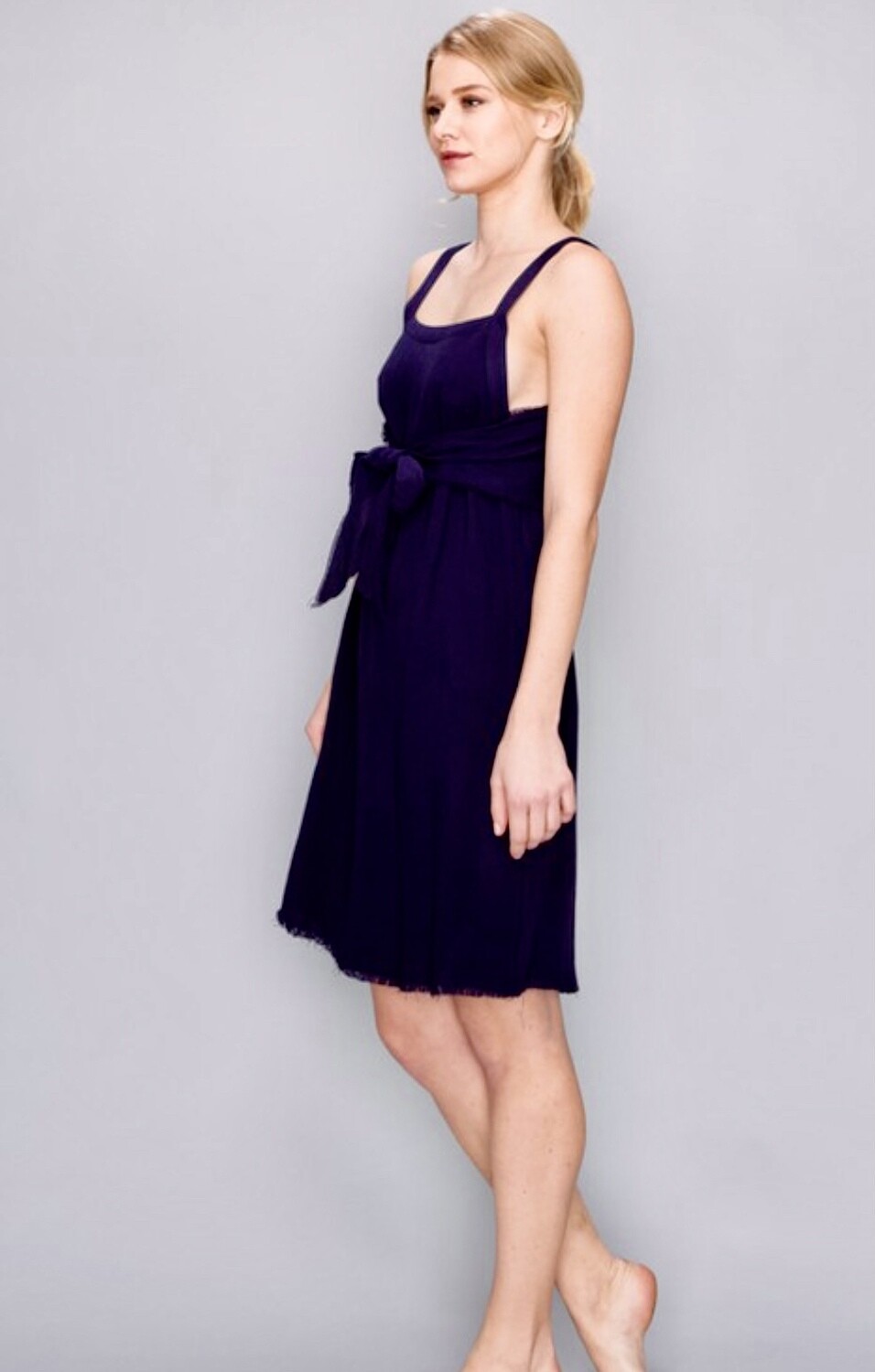 Navy Front Tie Dress