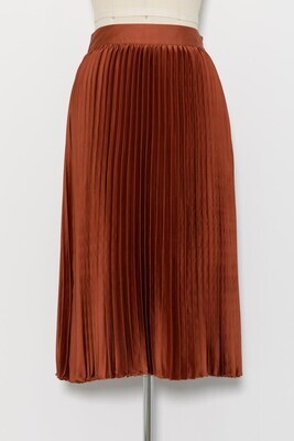 Rust Pleated Midi Skirt