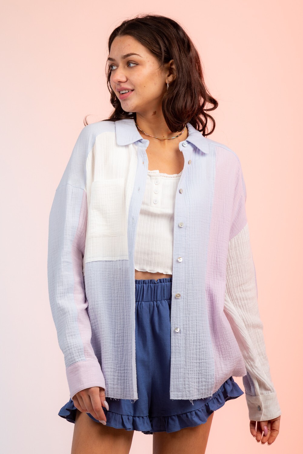 Sky Mix Spring Button Down