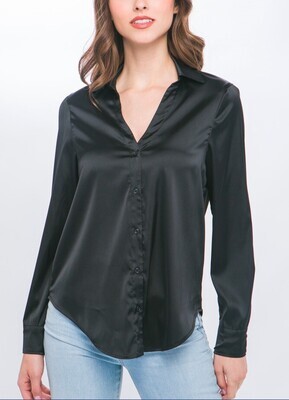 Satin Button Down Blouse