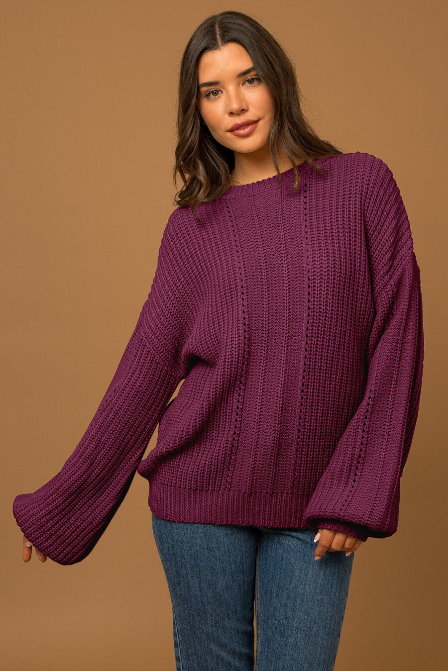 Plum Braid Sweater