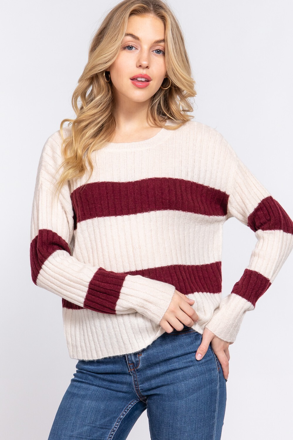 Wine Stripe Sweater