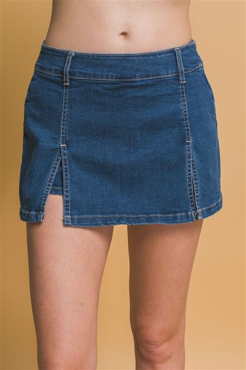 Double Slit Denim Skort