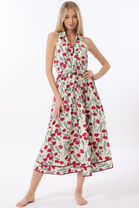 Poppy Fields Halter Dress