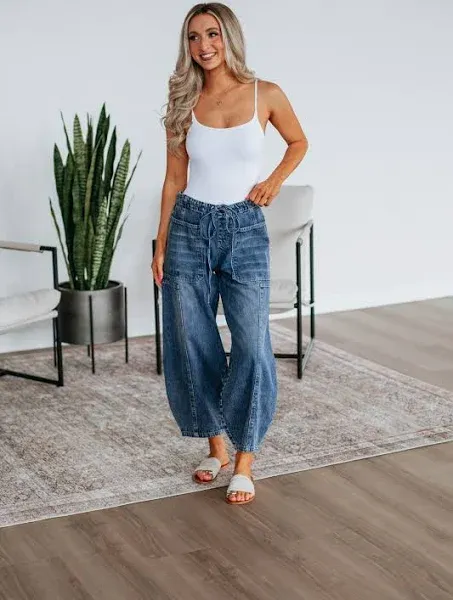 Drawstring Barrel Jeans