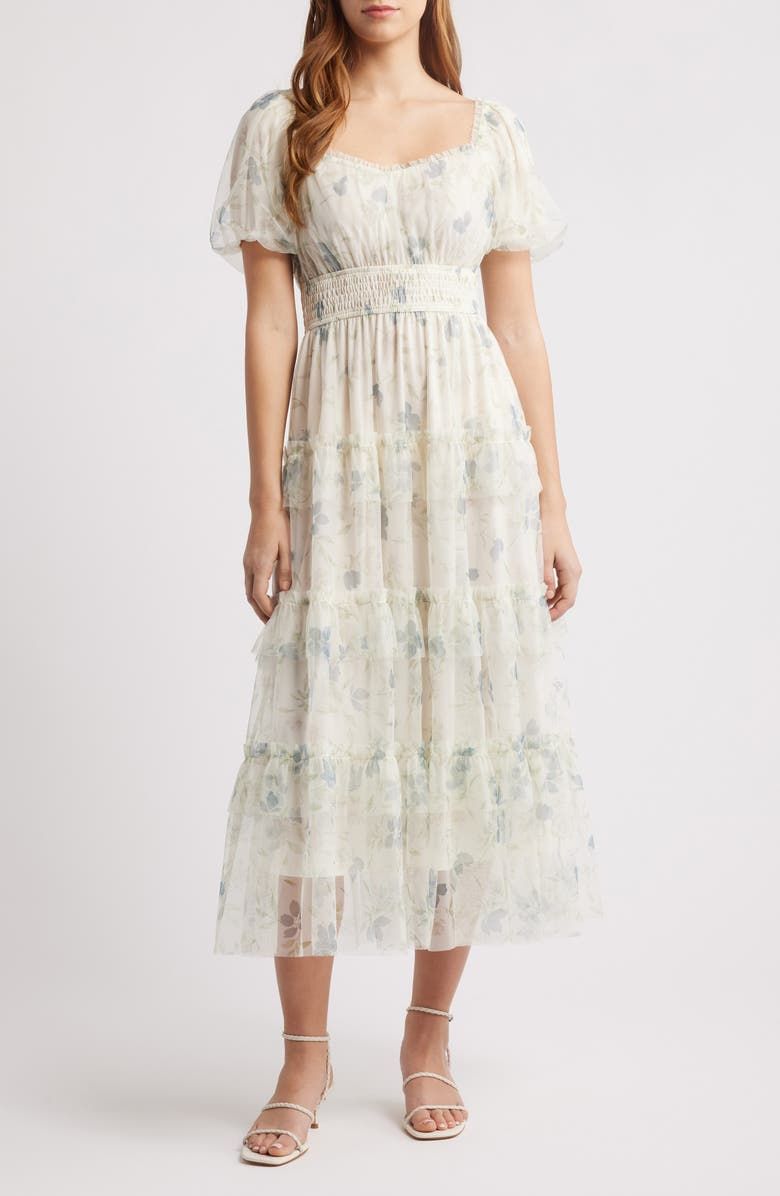 Olivia Grace Sheer Ivory Midi Dress