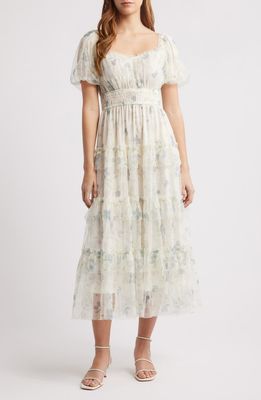 Olivia Grace Sheer Ivory Midi Dress