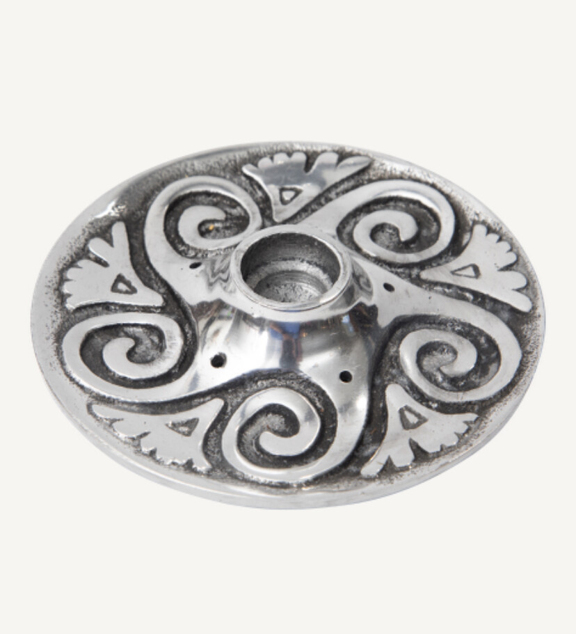 Silver swirl Incense And Candle Holder