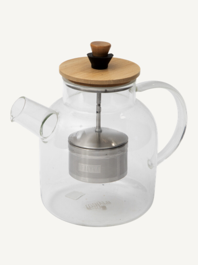 Teapot and kettle with bamboo lid and stainless steel infuser 37oz