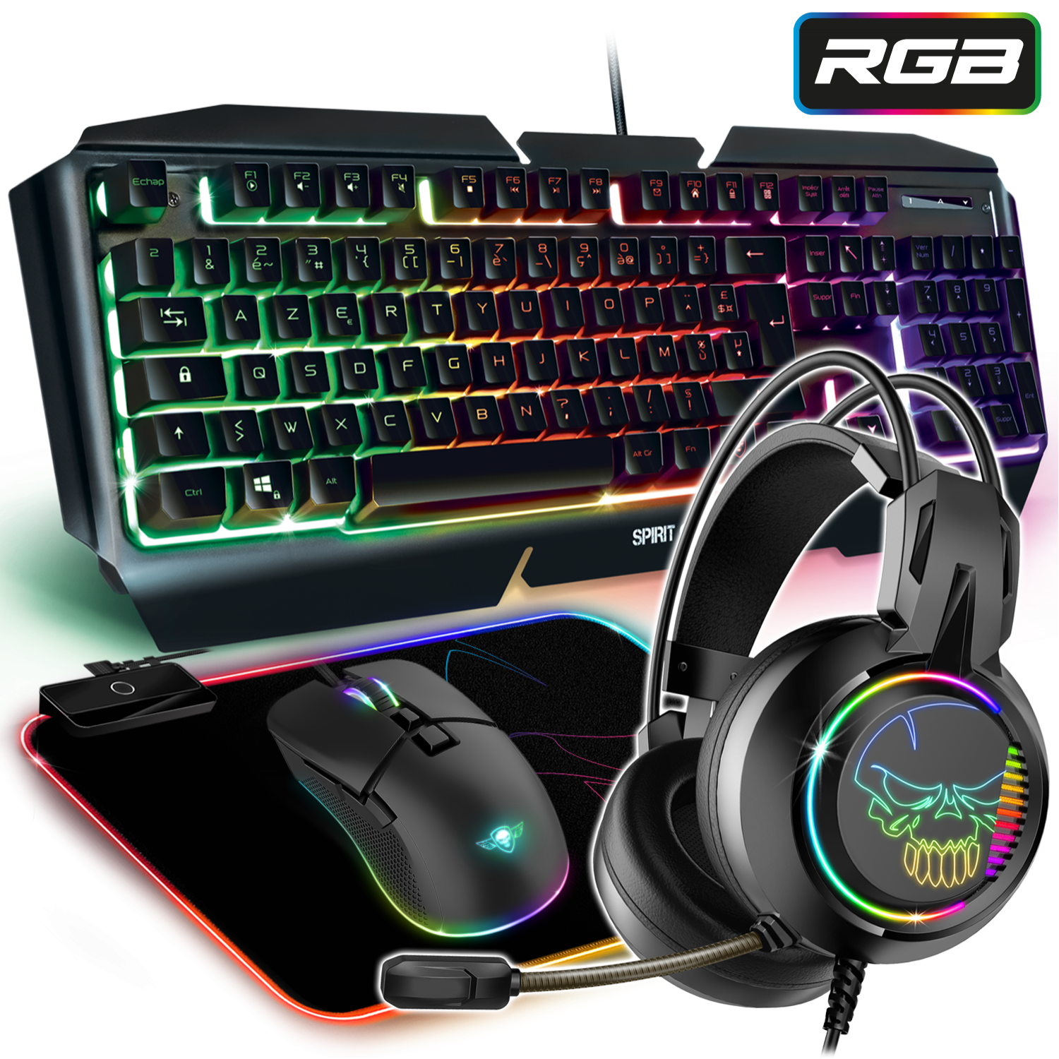 PACK 4 EN 1 Clavier/Souris/Casque/Tapis Souris
