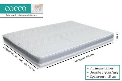 Matelas memoire de forme 160x200 Cocco