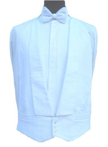 Gents 46" 100% Cotton, White Marcella Waistcoats