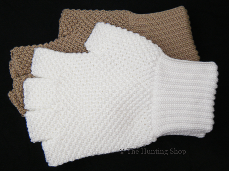 Size 11, Beige Fingerless Knitted Cotton Gloves