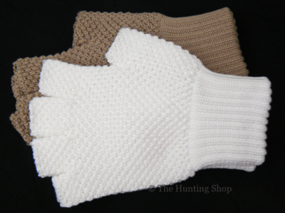 Size 10, White Fingerless Knitted Cotton Gloves