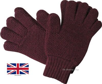 Burgundy Oiled Wool Hunting Gloves