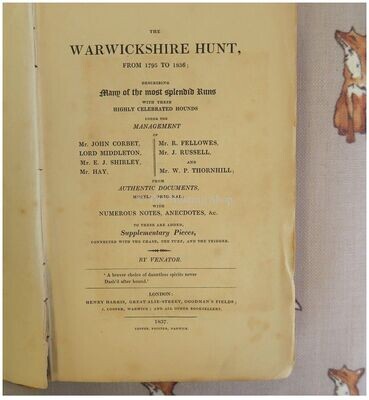 The Warwickshire Hunt from 1795 to 1836