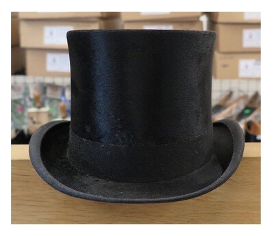 55cm Vintage Moss Bros, Black Silk Top Hat