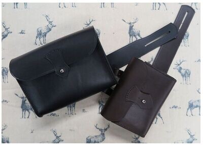 *English Leather Saddle Bags with Sandwich/Snack Boxes