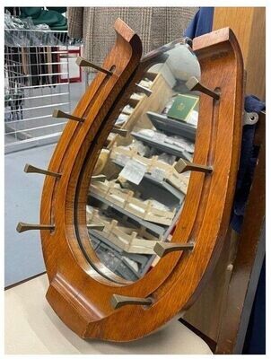 Gorgeous Wall Mounted Oak Whip Rack with Mirror