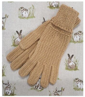 Chestnut Cotton, Crocheted Gloves - Size 7