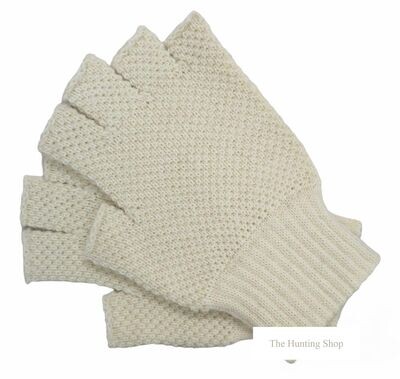 Half Finger, Natural Ecru, Oiled Wool Hunting Gloves