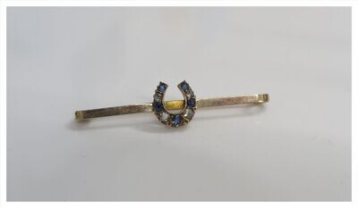 9ct Diamond & Sapphire Horse Shoe Pin