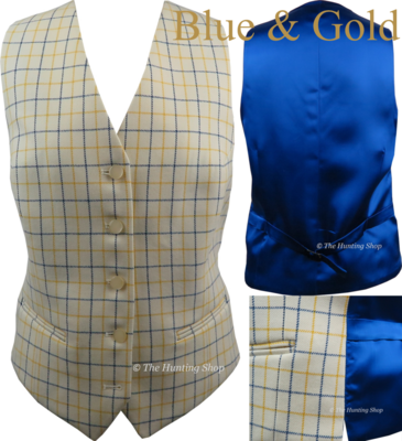 Ladies 32" Blue & Gold, Tattersall Waistcoats