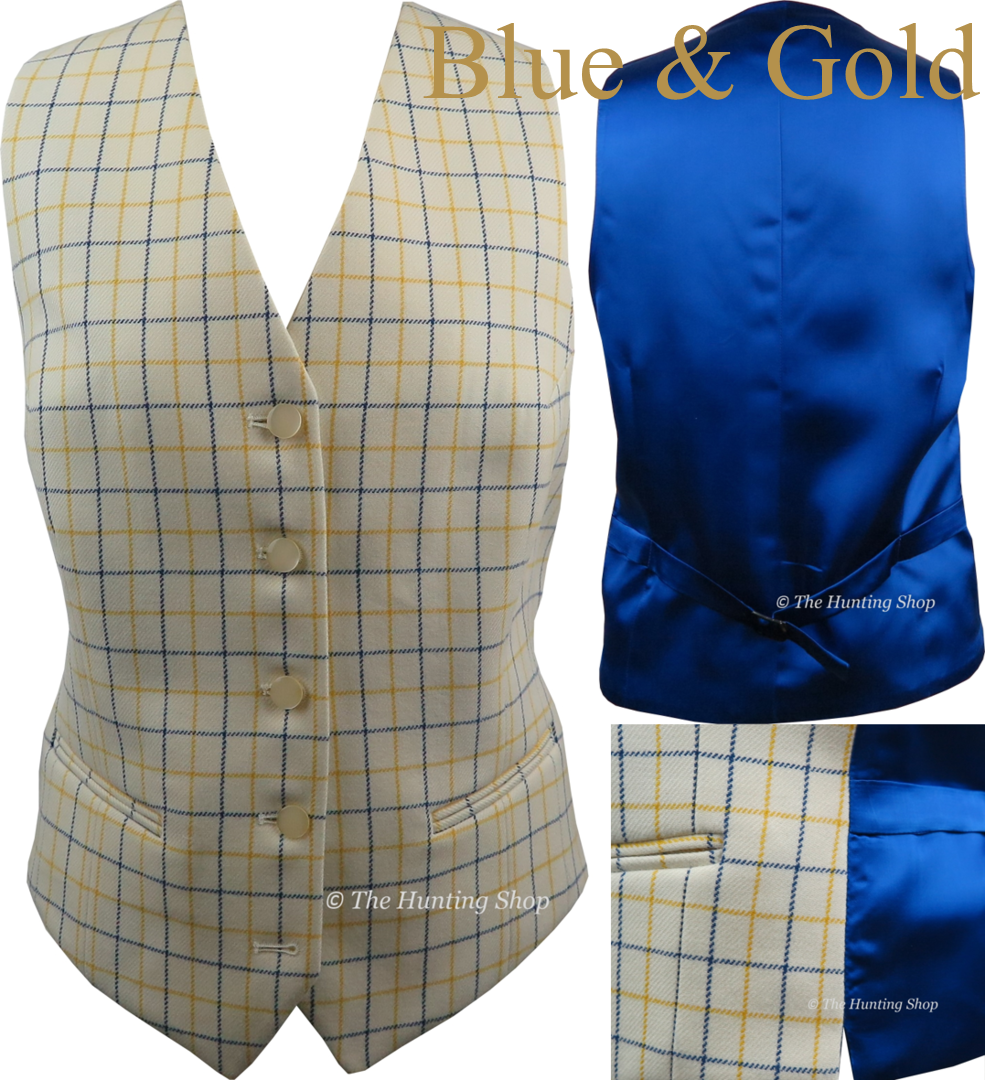 Ladies 42" Blue & Gold, Tattersall Waistcoats