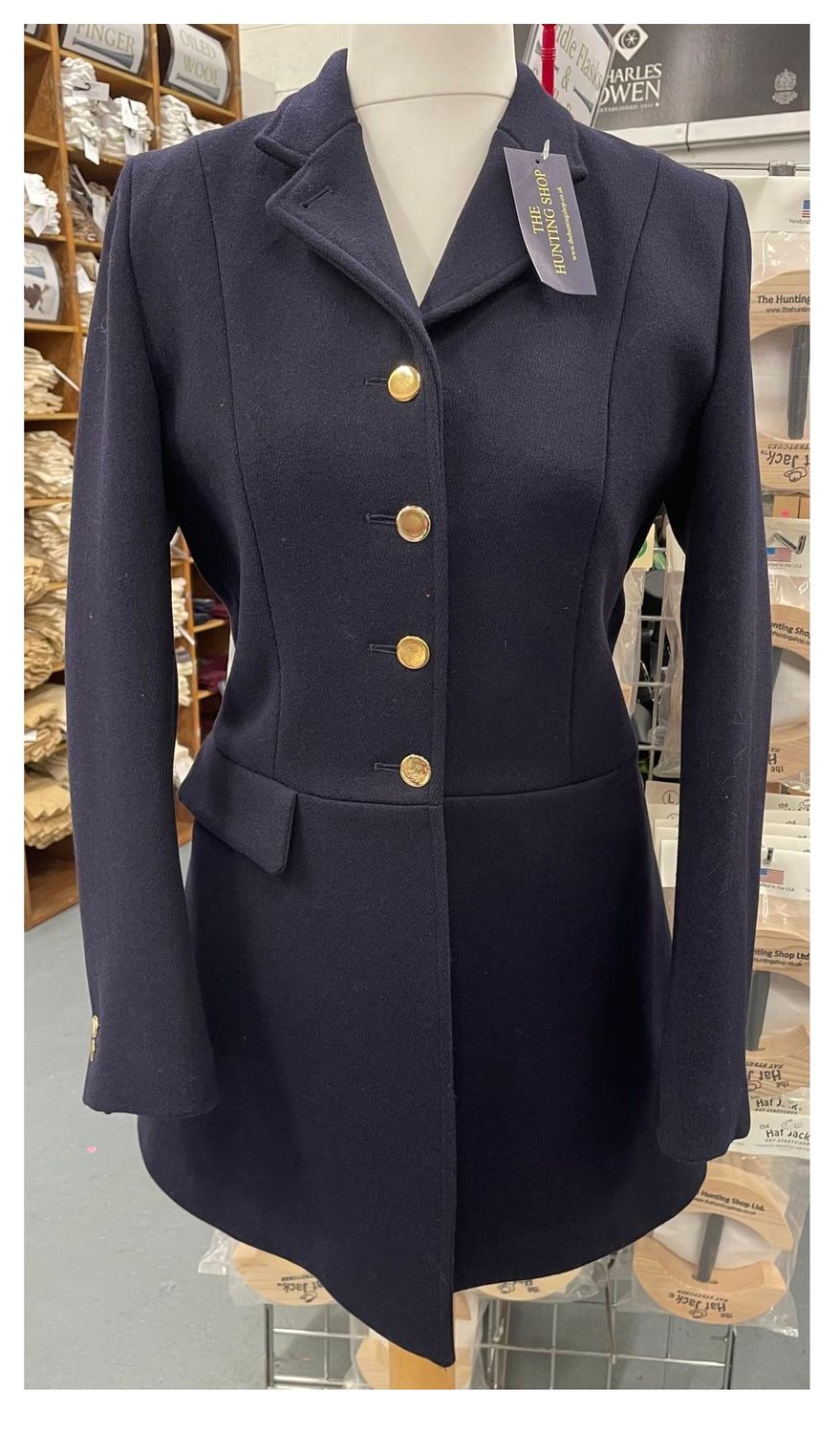 Ladies 36" Lady Gregory, 4 Button Navy Hunt Coat