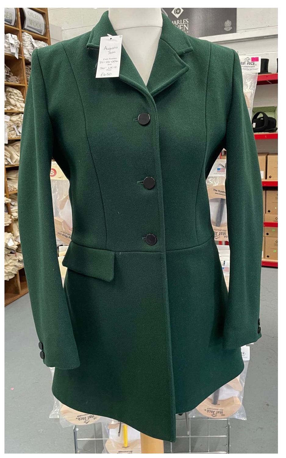 Ladies 36" Augusta, Green Hunt Coat