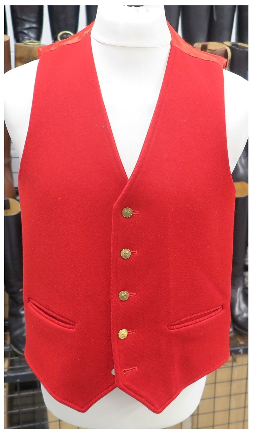 Gents 38" Alexander James, Scarlet Cavalary Twill Waistcoat