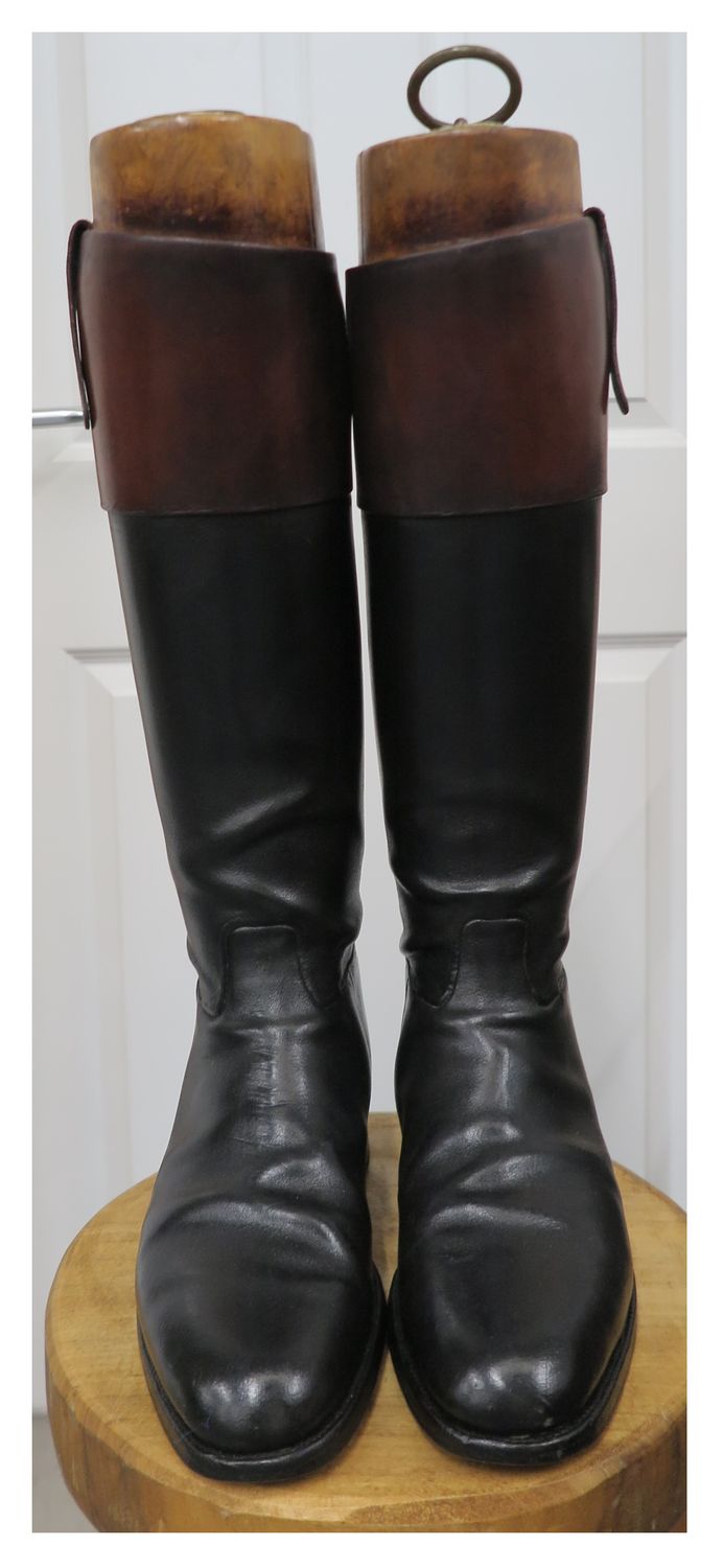 Size 9, Rowell & Sons, Black Leather Topped Boots with Trees