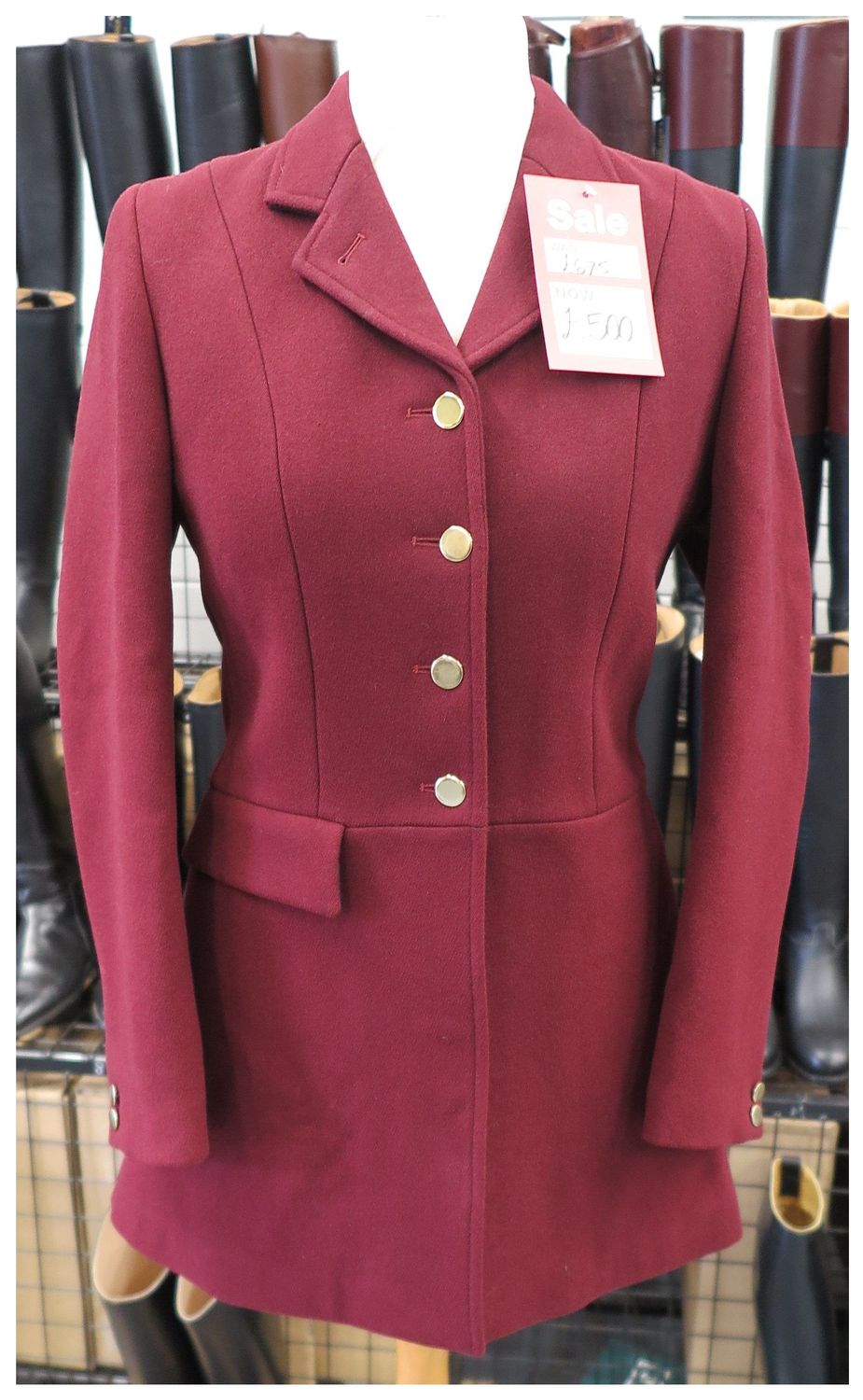 Ladies 36" Augusta, Burgundy Hunt Coat (4 Button)