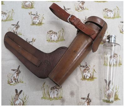 Champion & Wilton "offside", Conical Glass Flask in Brown Leather Case