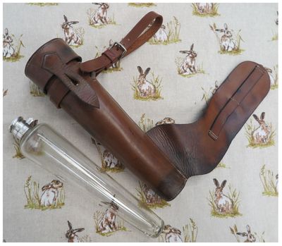Conical Glass Flask in Brown Leather Case