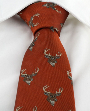 Woven Silk Stag Ties, Colour: Stag on Rust