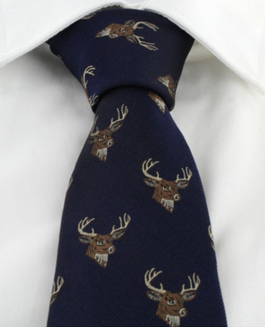 Woven Silk Stag Ties, Colour: Stag on Navy