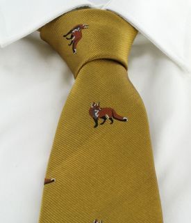 Woven Silk Fox Ties, Colour: Fox on Gold