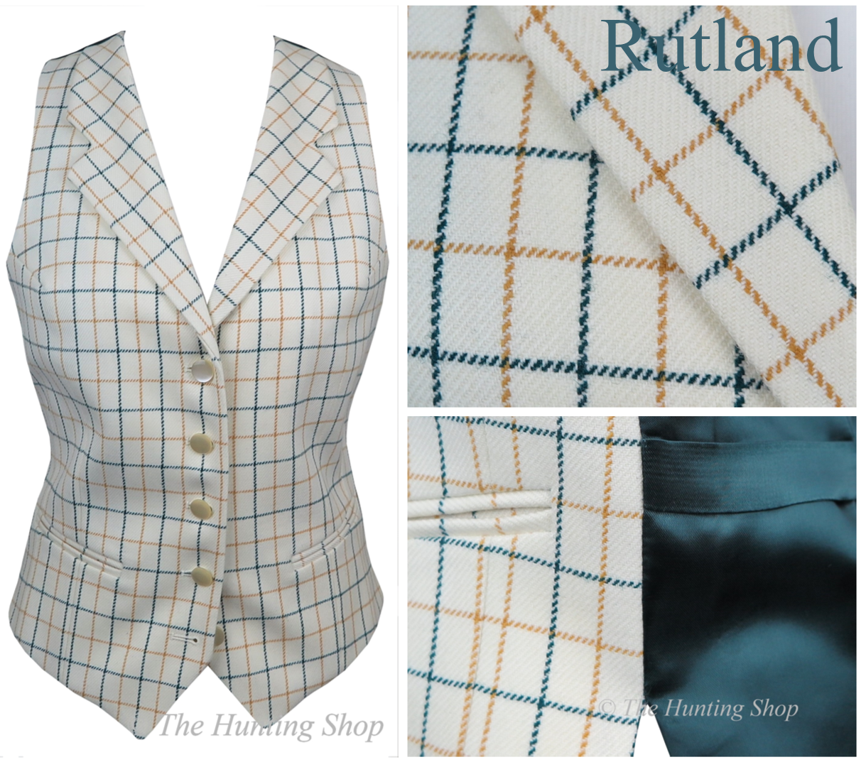 *Ladies Tattersall Waistcoats, Size: 36, Lapels: No, Colour: Rutland