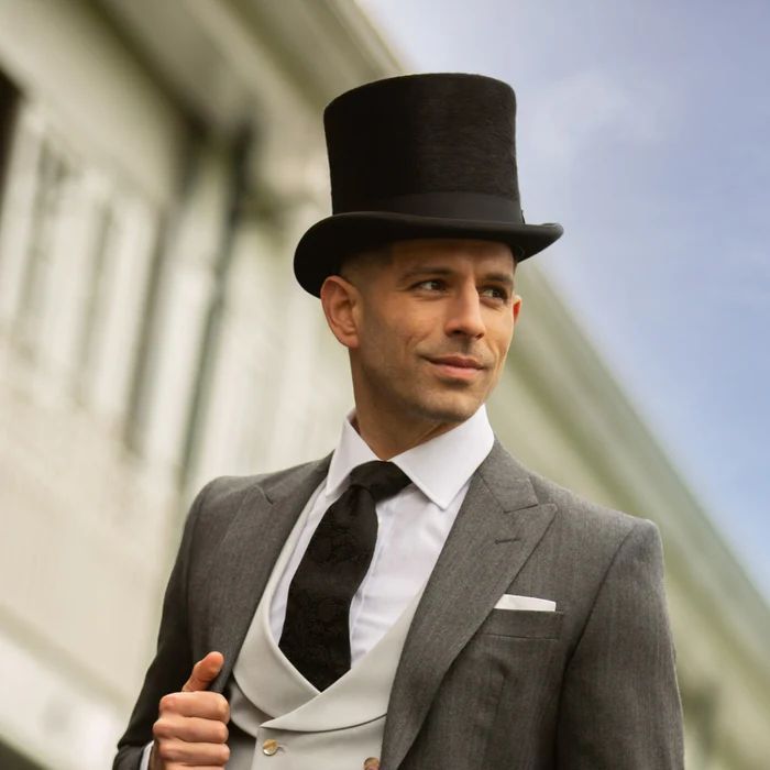 Edwardian Style, Luxury Black Fur Felt, Top Hat