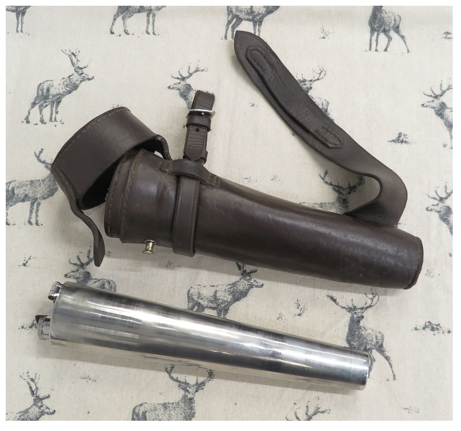 Saddle Flask in English Leather Brown Case