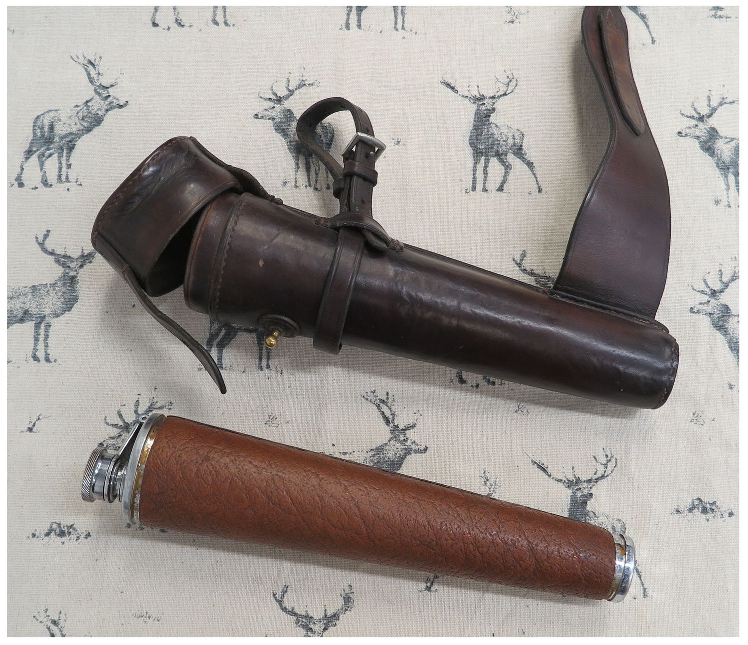 1985 Saddle Flask in Brown Leather Case