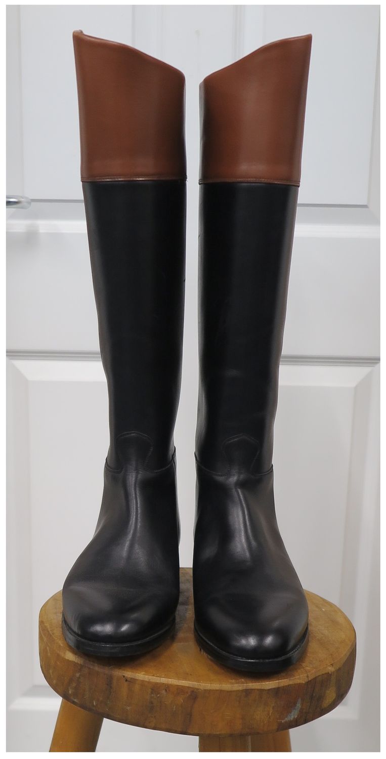 Size 10.5- 11, Black Leather Boots with Tops