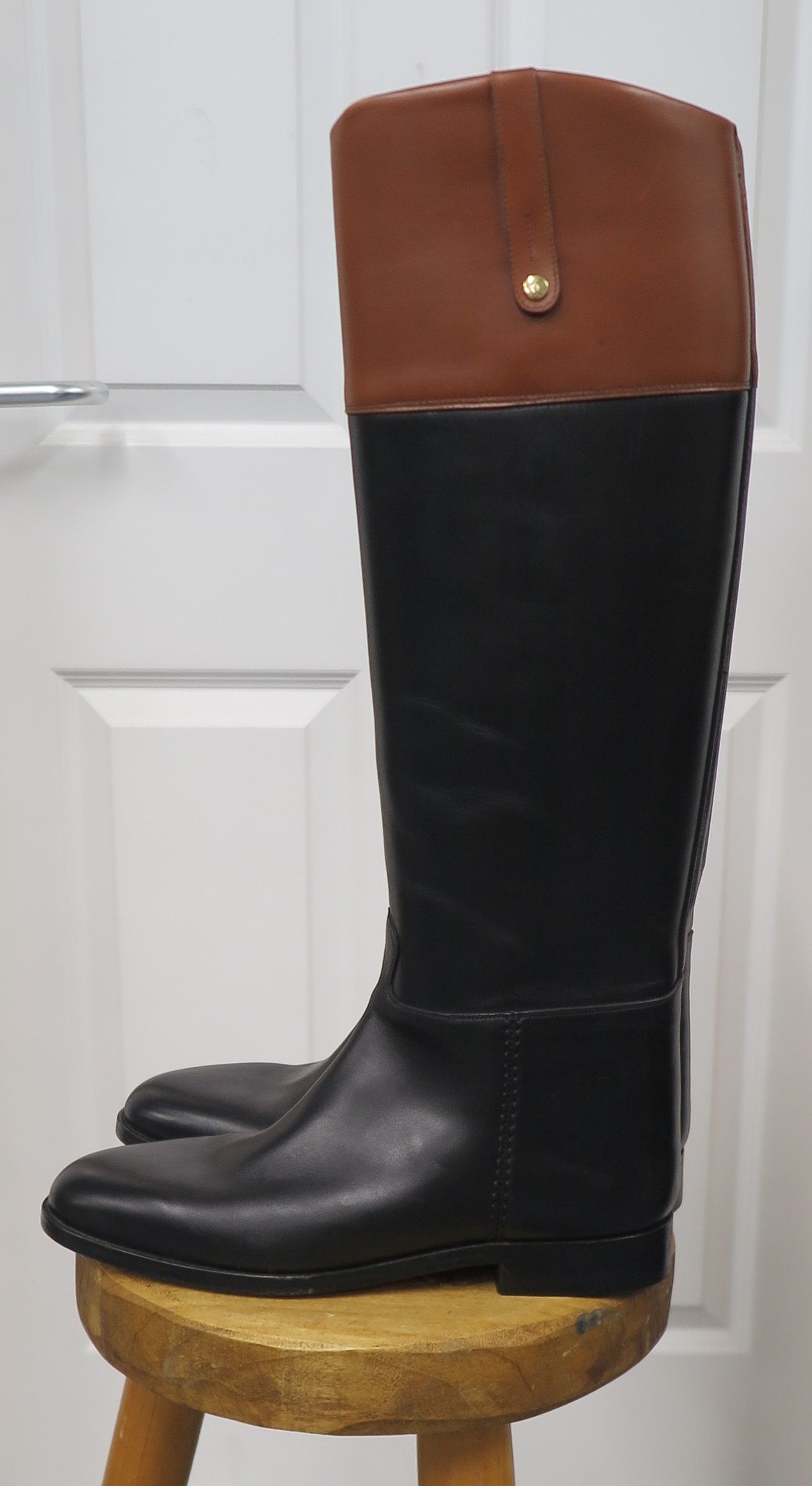 Size 10.5- 11, Black Leather Boots with Tops