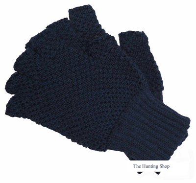 Half Finger, Navy, Oiled Wool Hunting Gloves